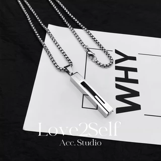 Love2selfX145 Minimalist Vertical Bar จี้สร้อยคอ Non-Fading Hip Hop จี้กันน้ําสแตนเลส Chain Choker Unisex สําหรับผู้ชายและผู้หญิง 60 ซม.