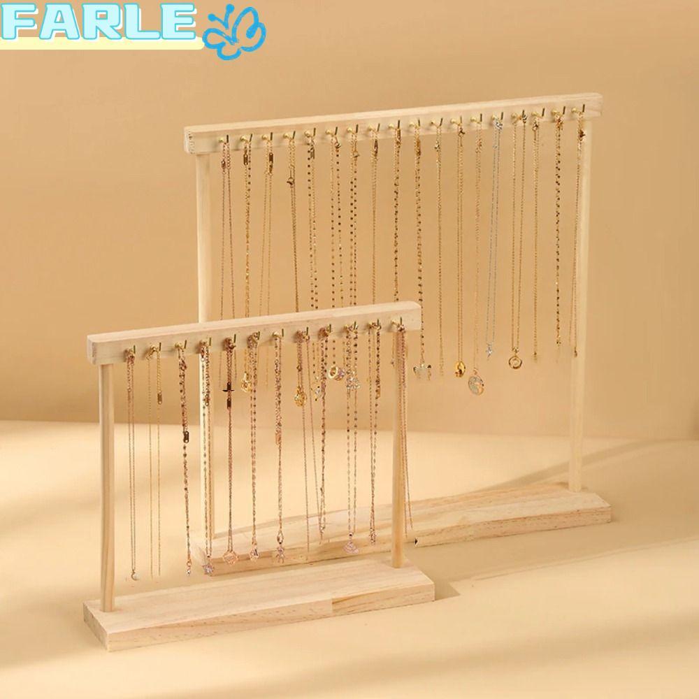Frl ชั้นวางคอลเลกชันเครื่องประดับ,ขนาดใหญ่ที่ถอดออกได้สร้อยคอขาตั้ง,12/18ตะขอยืนแสดงไม้เนื้อแข็งตั้ง