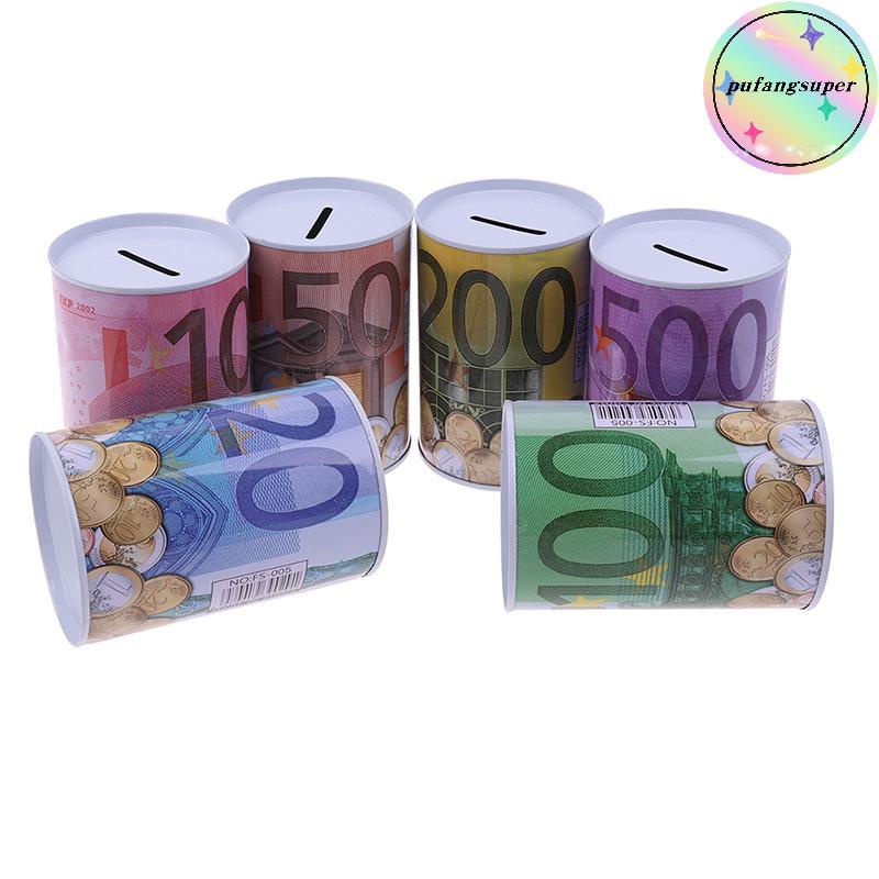 Pufangsuper Euro Dollar Money Box ปลอดภัยกระบอก Piggy Bank Bank สําหรับเหรียญกล่องฝากเงิน TH