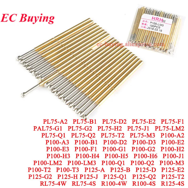 10PCS ฤดูใบไม้ผลิ Test Pin Retractable Thimble P100-A2 A3 B1 D2 D3 E2 E3 F1 G1 G2 H2 H3 H4 H5 H6 J1 