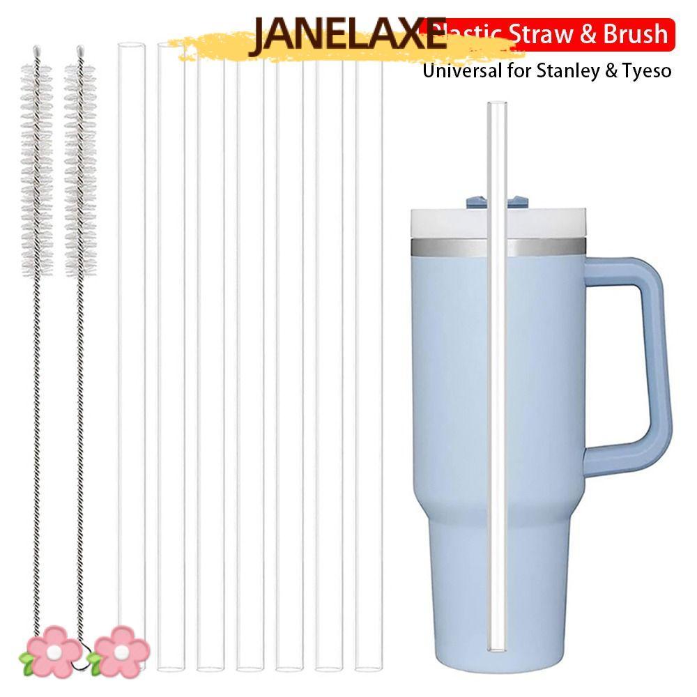 JANELAXE932JN 1 ชุดหลอดพลาสติก, 9 มม.พร้อมหลอดแปรงถ้วย, นํากลับมาใช้ใหม่ดื่มตรงเปลี่ยนฟาง