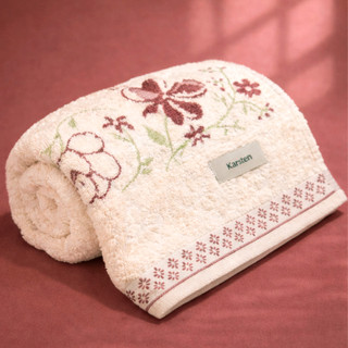 Toalha de Rosto Karsten Yuna 100% Algodão - Barra Floral Brilho Grossa Macia Antipilling - 48 x 80