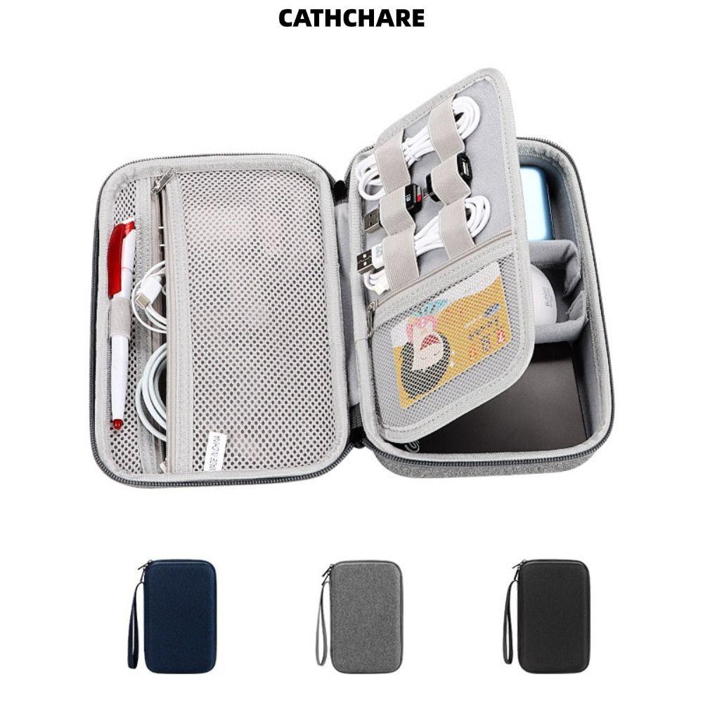CATHCHARE294 Travel Electronics Accessories Organizer, Double Layers Data Cable Storage Bag, กันน้ํากันกระแทก EVA Storage Pouch