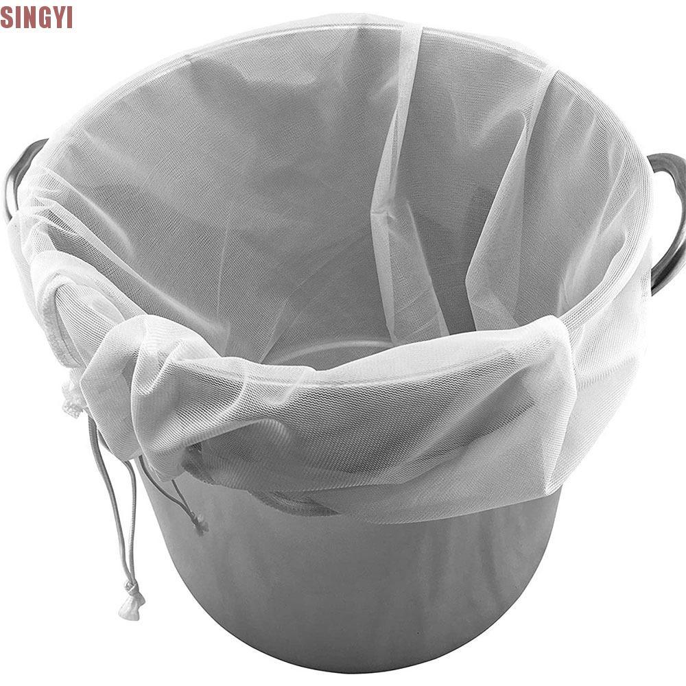 SINGYI Wort Mash Strainer ชาไนลอนแบบใช้ซ้ําได้ Cheesecloth กาแฟถุงตาข่ายกรอง