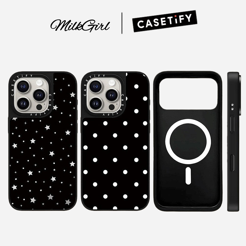 กระจกแม่เหล็กสีขาว Star Dots เคสโทรศัพท์สําหรับ iPhone 17 Pro Max 17 Air 16 Plus 15 14 13 12 11 กันกระแทกป้องกันปลอก