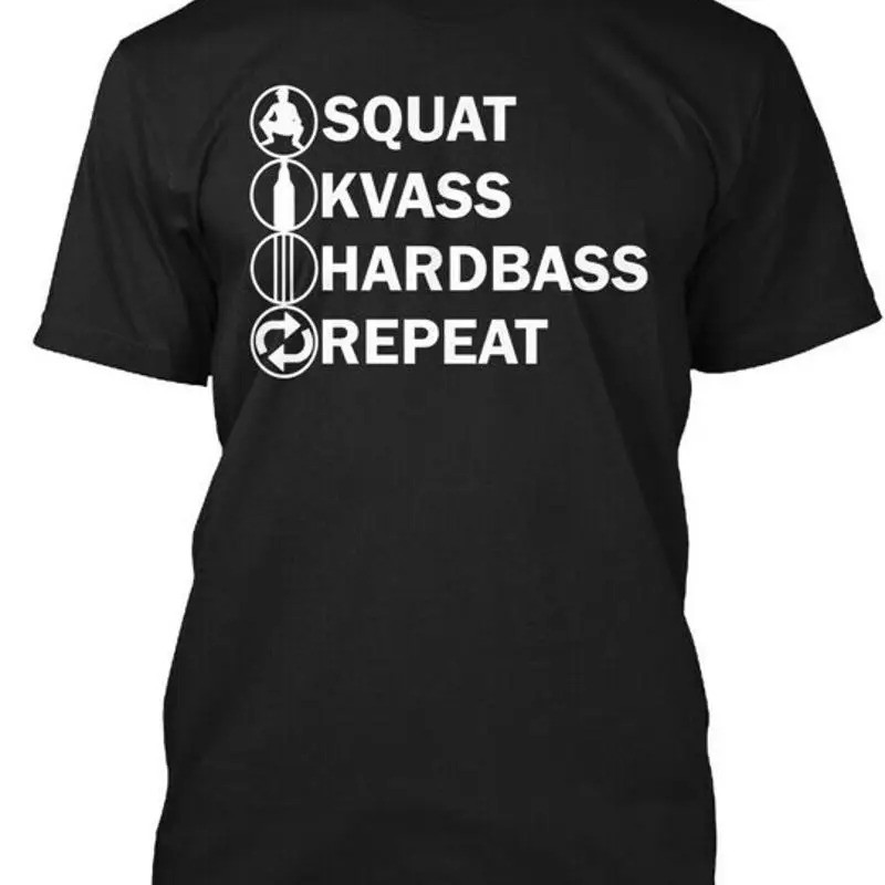 เสื้อยืด The Way Of Slav Squat Kvass Hard Bass Repeat ผลิตในอเมริกา ขนาด S ถึง 5XL