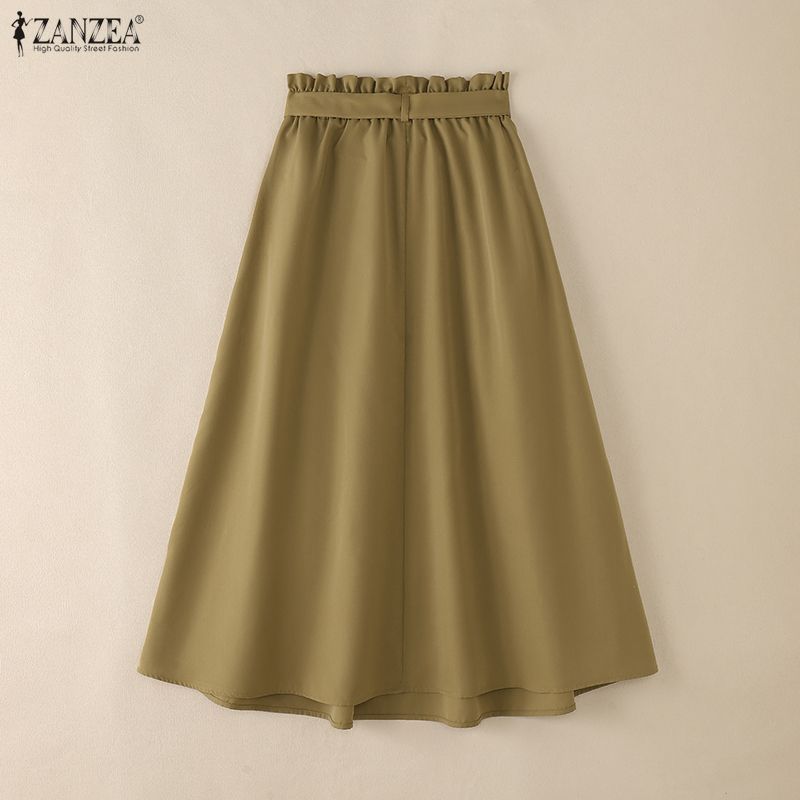 ZANZEA ชุดราตรียาวสำหรับผู้หญิง แบบโบว์ผูกได้ มีกระเป๋าหน้า ทรงเอ — صورة 8