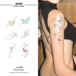 ZOAR-836 สติกเกอร์รอยสักสีสันสดใส ลายการ์ตูนสุดน่ารัก (กันน้ำ) ติดทนนาน 1-3 วัน ใช้งานง่าย ไม่ลอกหลุด สำหรับผู้หญิง