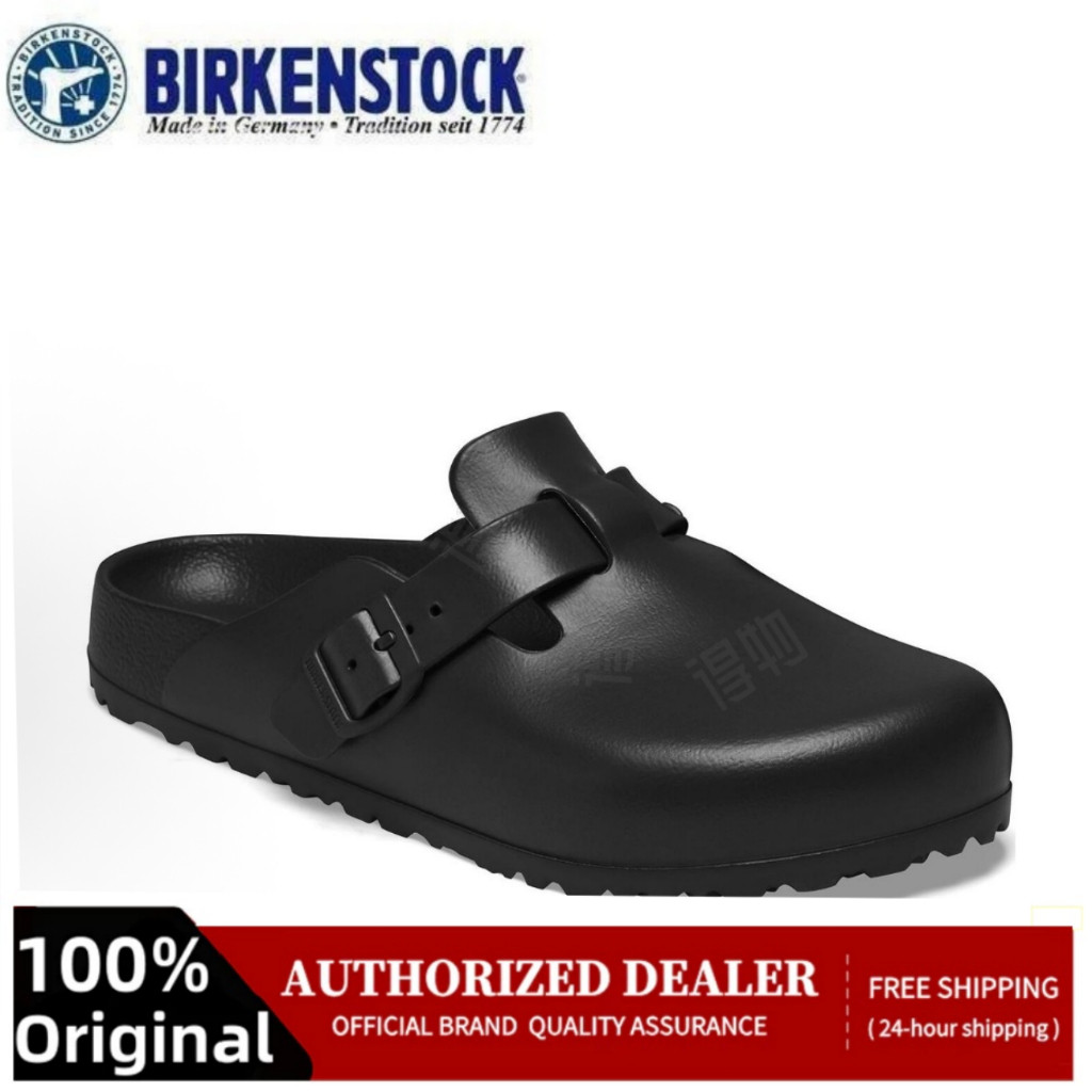 Birkenstock Boston EVA สําหรับผู้ชายและผู้หญิงรองเท้าแตะเป่าโถวสีดํา