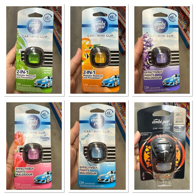 Ambi Pur Car Mini Clip New Zealand Springs 2.2 Ml แอมบิเพอร์ น้ำหอมปรับอากาศ สำหรับรถยนต์ นิวซีแลนด์