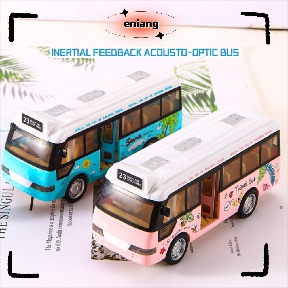 ENIANG City Bus รถของเล่น มีไฟและเสียงเปิดประตูได้ School Bus รถของเล่น, ทนทาน Die Cast พลาสติก Inte