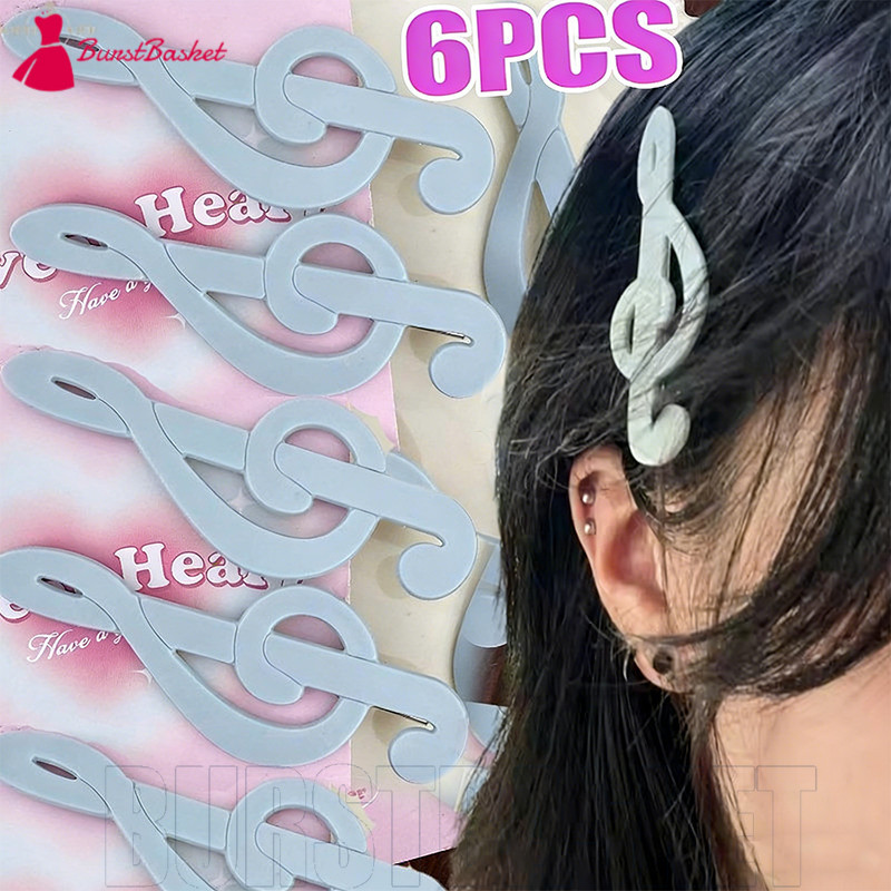 [FASHION]กิ๊บติดผมโน้ตดนตรี2/4/6 ชิ้น | Y2K Vintage Duckbill Hairpins สําหรับผู้หญิงเด็กผู้หญิง| แฟช