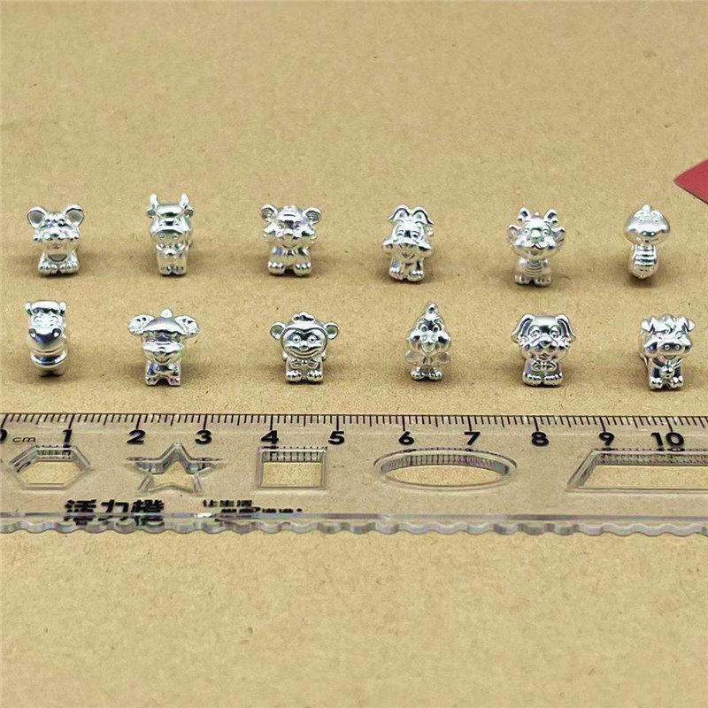 เงินแท้ 999 เงินสเตอร์ลิง Zodiac สร้อยข้อมืออุปกรณ์เสริม diy เครื่องประดับโอนลูกปัดจี้สร้อยข้อมือ 3D