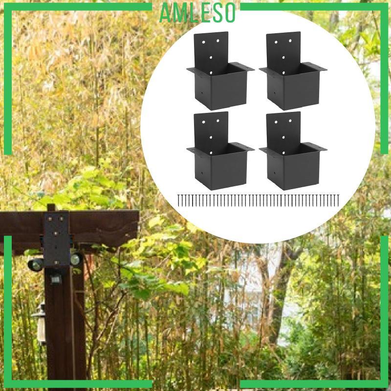 [Amleso] 4 ชิ้น Pergola Brackets 4"x4" (จริง 3.6"x3.6") โพสต์ด้านบน Raaster Bracket สําหรับ Cabin DI