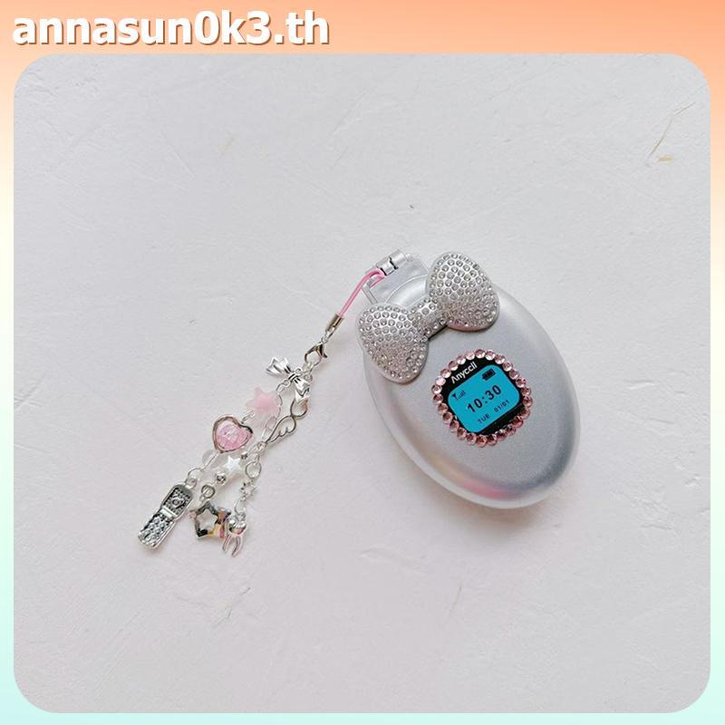 AN Y2k Bow Retro จําลองพลิกโทรศัพท์พับ Air Cushion หวีแต่งหน้ากระจกกระเป๋า Charm แขวน TH