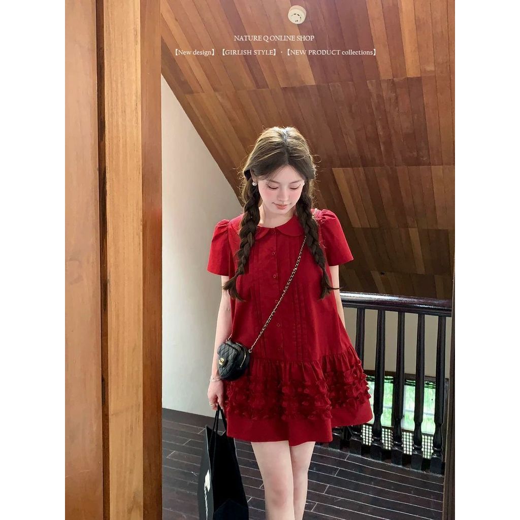 ชุดคอตุ๊กตาสไตล์เกาหลีสำหรับฤดูร้อน ไซส์ใหญ่พิเศษ