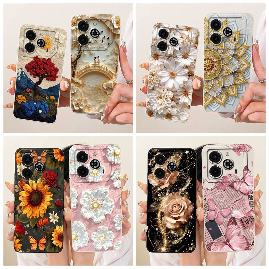 สําหรับ Tecno Pova 6 Pro LI9 ปลอกยอดนิยม Daisy ดอกไม้ Soft Candy ซิลิโคน TPU กันกระแทกสําหรับ Tecno 