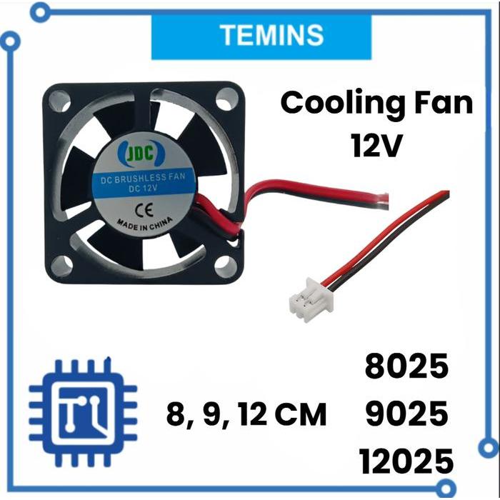 COOLING FAN 12V ไร้แปรงถ่าน JST 2 PIN DC 8,9,12 CM - 8025 (8 cm)