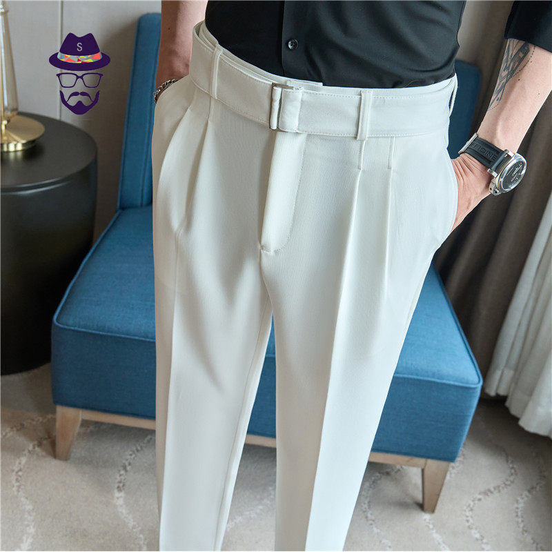 เข็มขัดเอวสูงดีไซน์สามมิติ พร้อมกางเกงยีนส์จีบ สไตล์แฟชั่น EXK8805