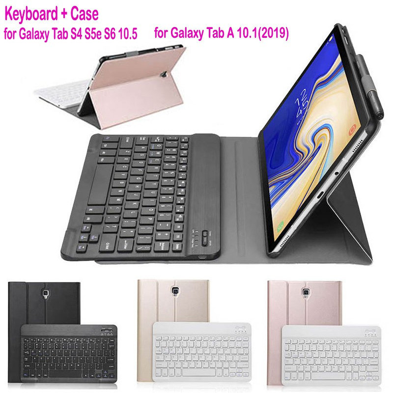 SAMSUNG คีย์บอร์ดบลูทูธไร้สายพร้อมฝาครอบสําหรับSamsung Galaxy Tab S4 S5e S6 10.5 S6 Lite10.4 S7 FE S
