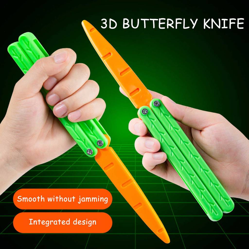 3D แรงโน้มถ่วงแครอทมีดผีเสื้อมีดของเล่นพลาสติก EDC Fidget ของเล่น Decompression Sensory ของเล่นของขวัญสําหรับคริสต์มาสวันเกิดปีใหม่