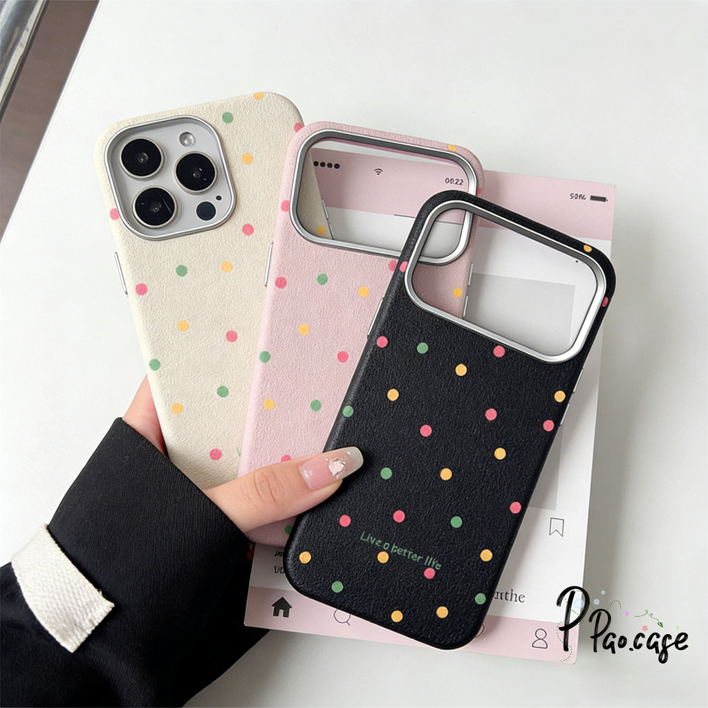 เคสไอโฟน17 16 เคสหนังวัว ลายจุดสีสดใสฮิต สำหรับiPhone 17 13 AIR 14 15 16 12 11 Pro Max 7 8 14 15 16 Plus XR X SE 2 3