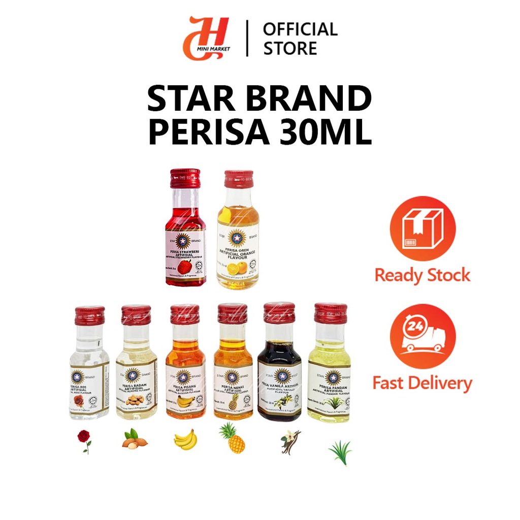 Star Brand Perisa 30mlPisang/Rose/Lemon/Oren/Pandan/Almon/Pineapple/Vanila/Strawberi ฮาลาล
