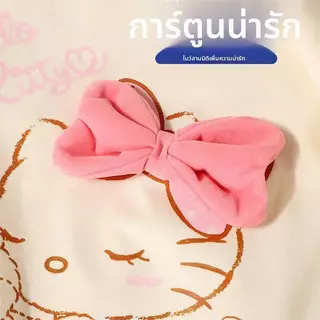 เซ็ทเสื้อ+กางเกงเด็กผู้หญิง Hello Kitty 2026 แขนสั้น โบว์น่ารัก ลายจุดแบ๊ว ผ้าฝ้ายนุ่ม 🎀