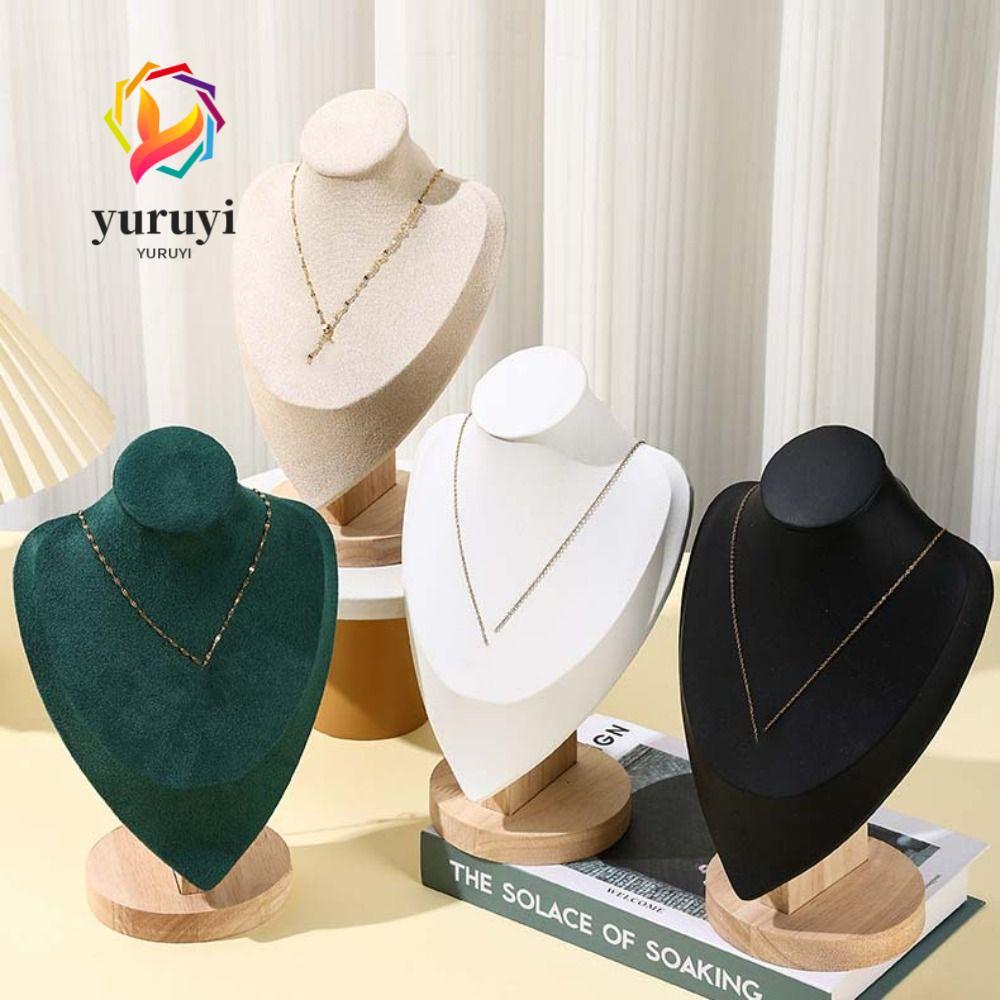 ชั้นวางโชว์สร้อยคอ YURUYI, Show Suede Jewelry Storage Rack, สร้อยคอโมเดลโชว์ไม้