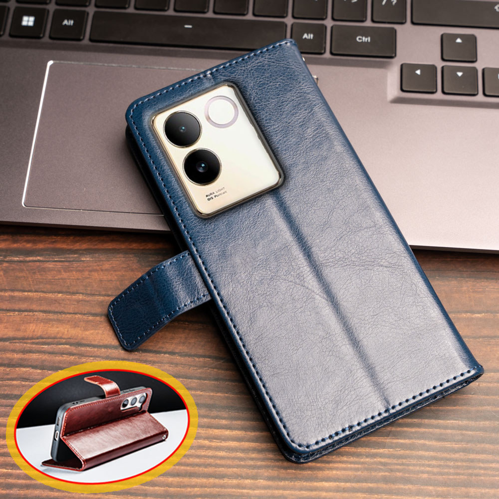 Vivo S17E iQOO Z7 Pro T2 Pro 5G V2285A Vintage Classic Leather Wallet Folio Case Flip Notebook Style