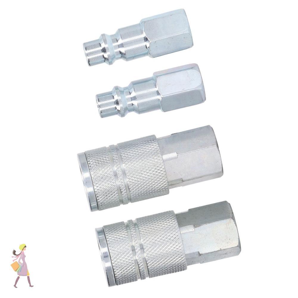 YGBG 4PCS อุตสาหกรรม Air Coupler และชุดปลั๊ก,เหล็ก 300 PSI Quick Connect อุปกรณ์ชุด, 3/8 "FNPT (หญิง