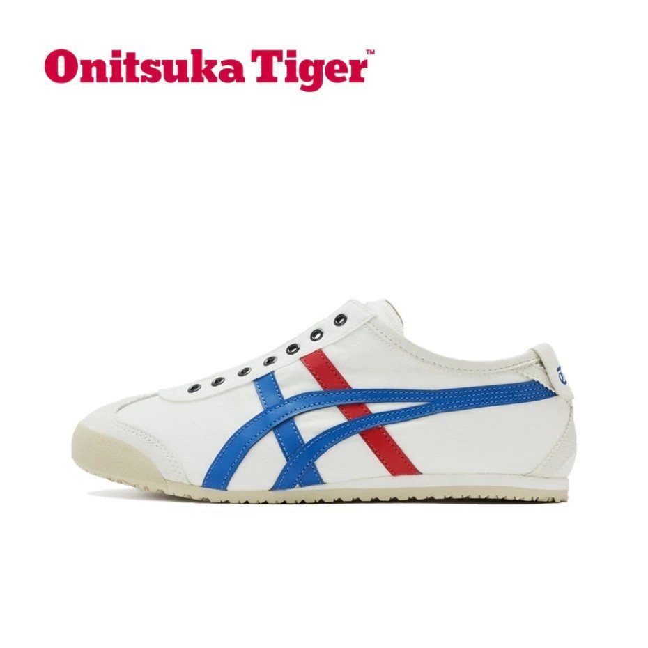 Onitsuka Tiger MEXICO 66 Slip-on สีขาวสีฟ้าสีแดง Onitsuka Tiger ไม่มี Laces One Pedal 1183A360-121 K