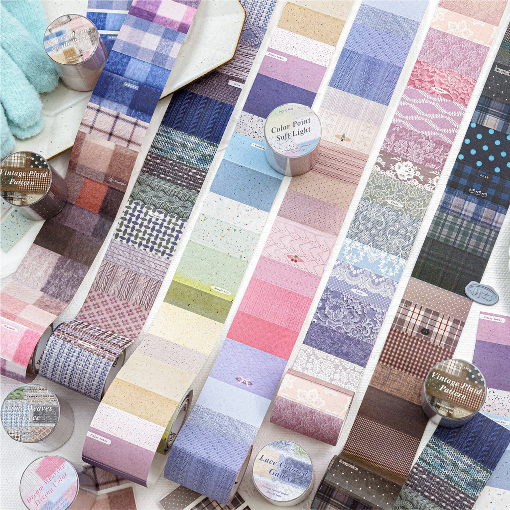 QOUZMO [Paper Manuscript Series] เทปวาชิไดคัทเนื้อย้อนยุค 50mm2m/ม้วน | ตารางลายสก๊อต DIY วารสารสมุดภาพตกแต่ง