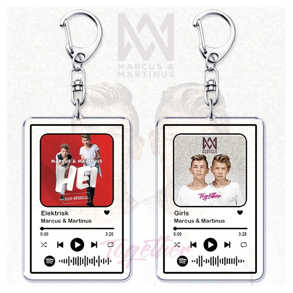 Marcus & Martinus Spotify Code sonong Elektrisk Girls พวงกุญแจทําจากไมกา วัสดุอะคริลิคสําหรับตกแต่งก