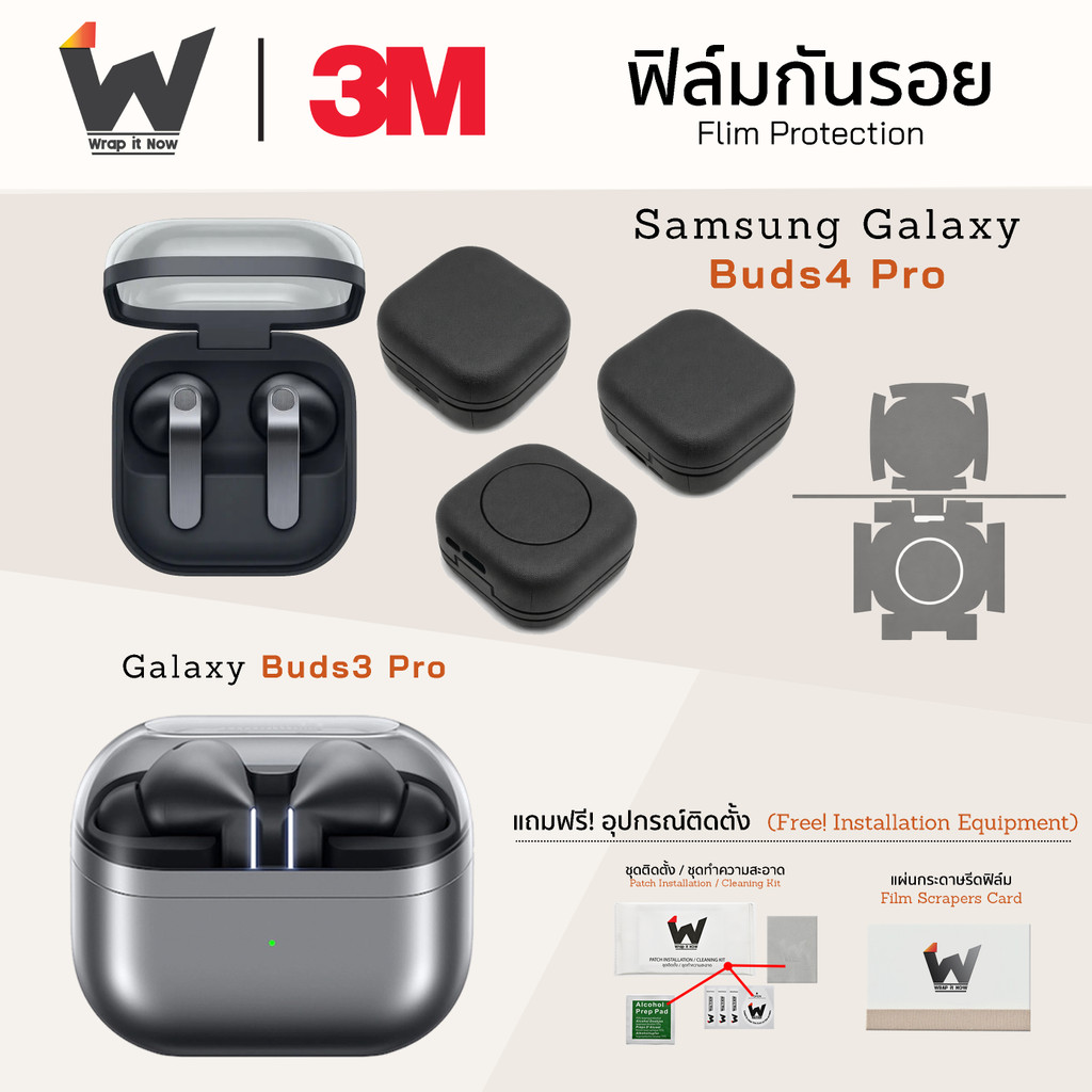 ฟิล์มกันรอย ใช้สำหรับติด Samsung Galaxy Buds 4Pro / Buds4 Pro / Buds3 Pro / Buds Pro / Buds2 / Buds4