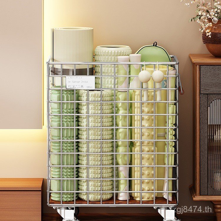 ความจุห้องนั่งเล่นมือถือชั้นวางโยคะโยคะจัดเก็บเครื่องมือรถเข็นอุปกรณ์ออกกําลังกายสามารถตะกร้าเสื่อจั