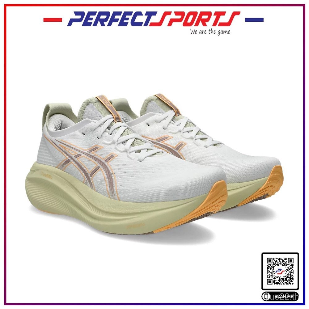 ASICS GEL-NIMBUS 27 WIDE รองเท้าวิ่งผู้ชาย สีขาว/น้ําตาลอ่อน 0IPG