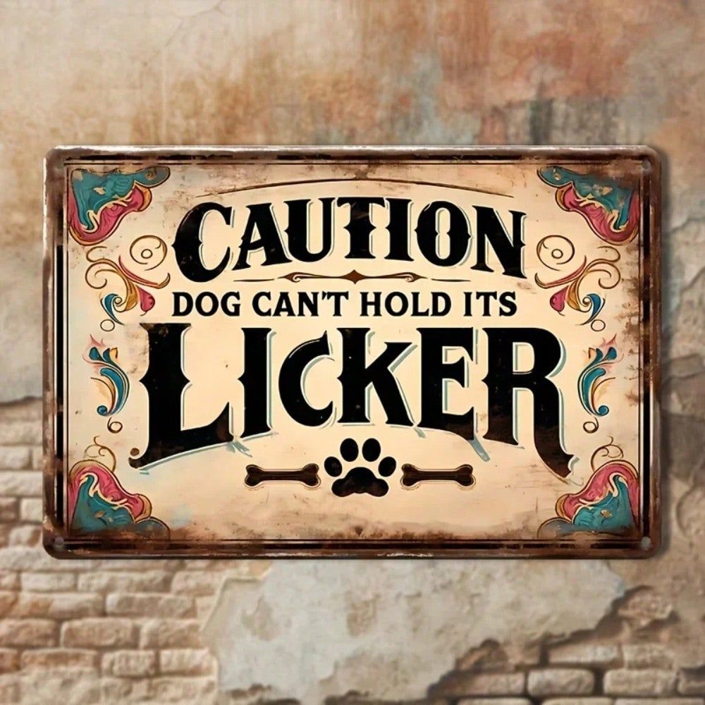 CIFbuy Vintage Tiki Caution Dog Sign Weather Resistance Pre Drilled Holes Wall Decor หน้าแรกห้องนั่ง