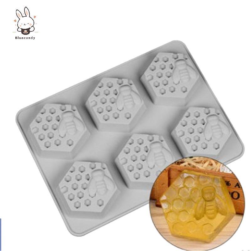 [Bluecandy] 1 Pc 6 Cavity Silicone Bee Hive Decor สบู่ทํามือ Mould Resin Mold ใหม่