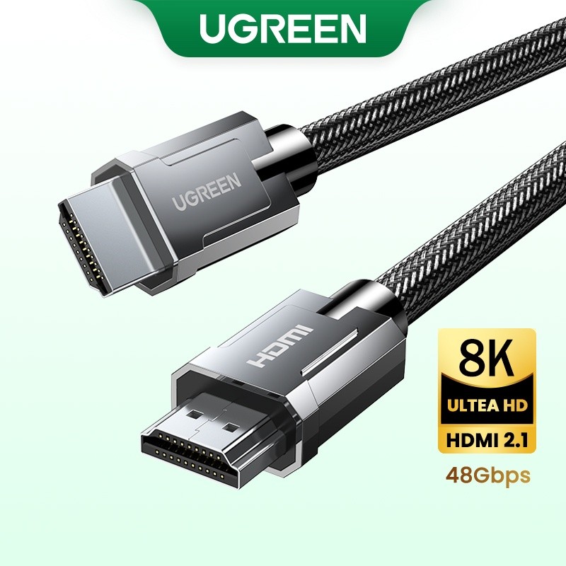 UGREEN สาย HDMI 2.1 8K 60Hz 4K 240Hz สังกะสีอัลลอยด์เคลือบดีบุกทองแดงไนลอนถักสายวิดีโอ HD