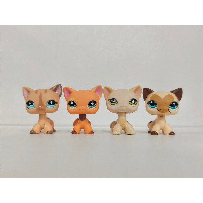 4 แพ็ค/เซ็ต LPS Toy Small Pet Store ตุ๊กตาสัตว์แมวขนสั้น