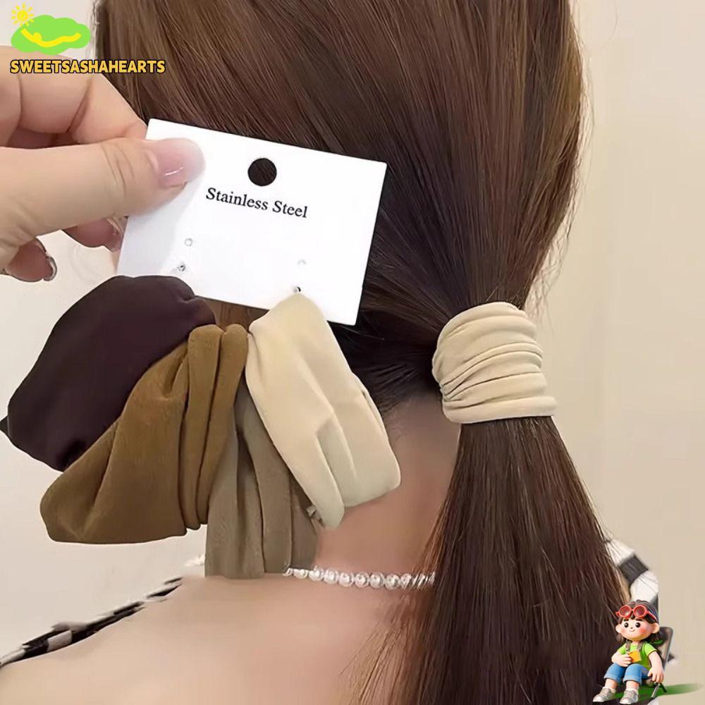 SWEE 4 ชิ้น/เซ็ตผมวง,ยืดสูง Solid Womens Scrunchie, 2024 Widen ยืดหยุ่นอุปกรณ์เสริมผมยางรัดผู้หญิง