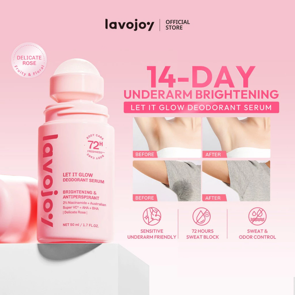 Lavojoy Let It Glow Deodorant Serum | 72ชม. ความสดชื่นระงับเหงื่อ | 14 วัน ไบรท์เทนนิ่ง