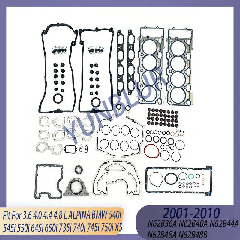 ชิ้นส่วนเครื่องยนต์ชุดเต็มปะเก็น Fit 3.6 4.0 4.4 4.8 L N62 GAS 01-10 สําหรับ ALPINA BMW 540i 545i 55