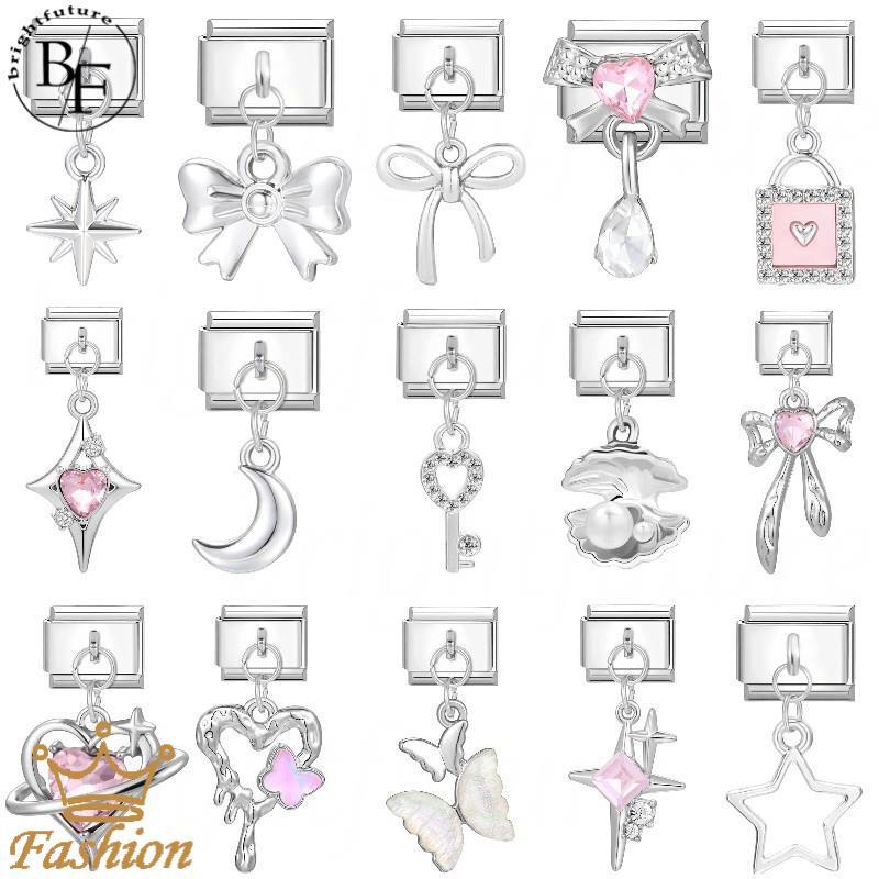 สร้อยข้อมือสแตนเลส Boho วงจี้อิตาลีทรงจันทร์และเชอร์รี่ ขนาด 9 มม. สไตล์ย้อนยุคสำหรับบุคลิกภาพที่โดดเด่น