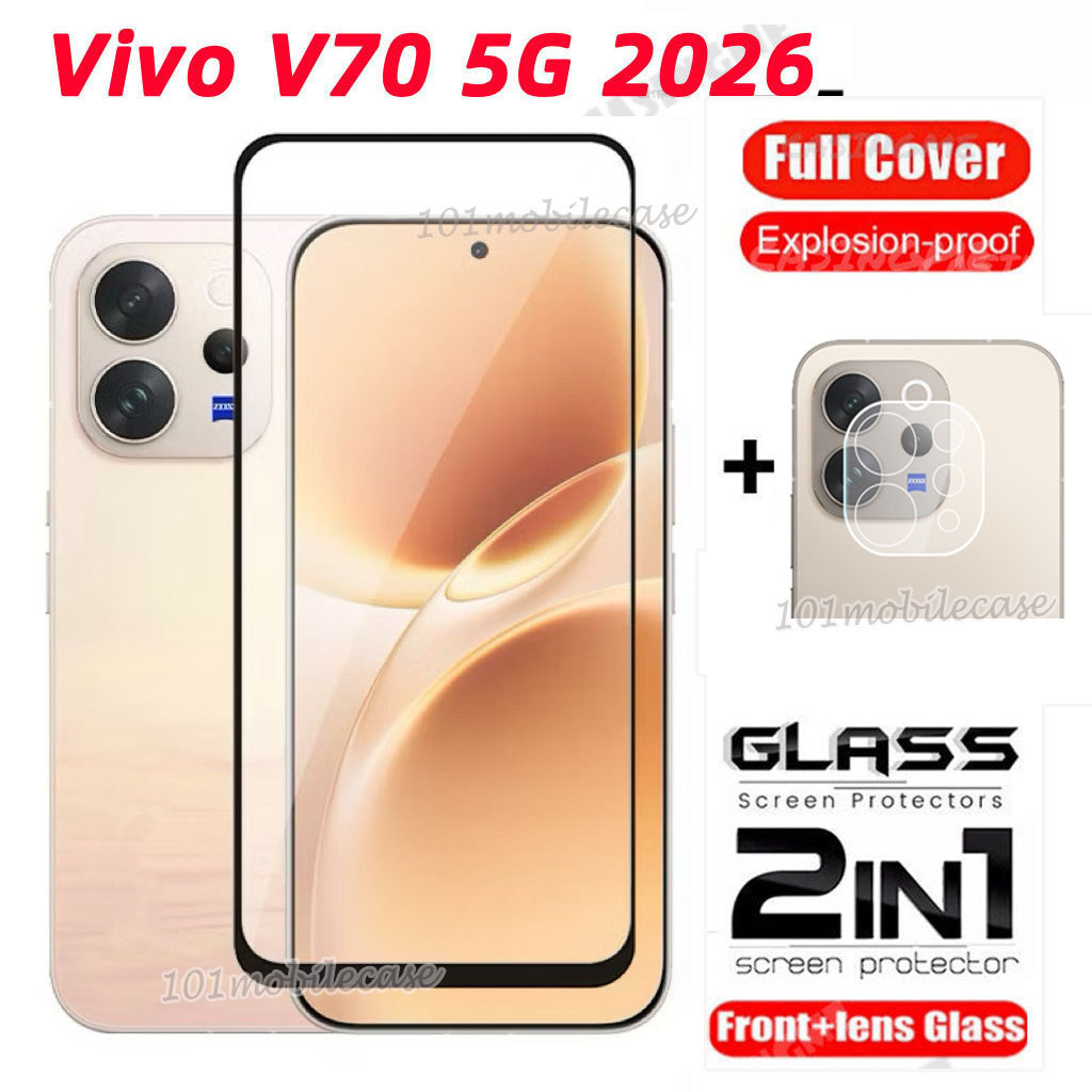 ฟิล์มเต็มจอ + ฟิล์มกล้อง For Vivo V70 5G ฟิล์มกระจก เลนส์กล้อง ฟิล์มกระจกนิรภัย HD ฟิล์มกันรอยด้านหน้า Tempered Glass