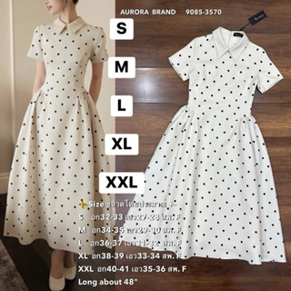 พร้อมส่ง เติม S⚡️AR 9085 เดรสลายจุด ความยาว48“ เนื้อผ้าหนานุ…