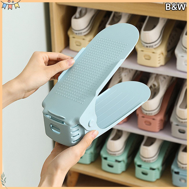 [B&W] Double-layer Integrated Adjustable Shoe Bracket ที่เรียบง่ายทันสมัยชั้นวางรองเท้าในครัวเรือนหอ