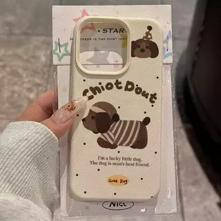 🔥POPPA🔥น่ารัก สุนัข เคสไอโฟน เหมาะสำหรับ IPhone 13 11 15 12 16 7 14 Pro Max XS XR X Max 8 Plus เคสโทรศัพท์ที่ทำจากกระจก