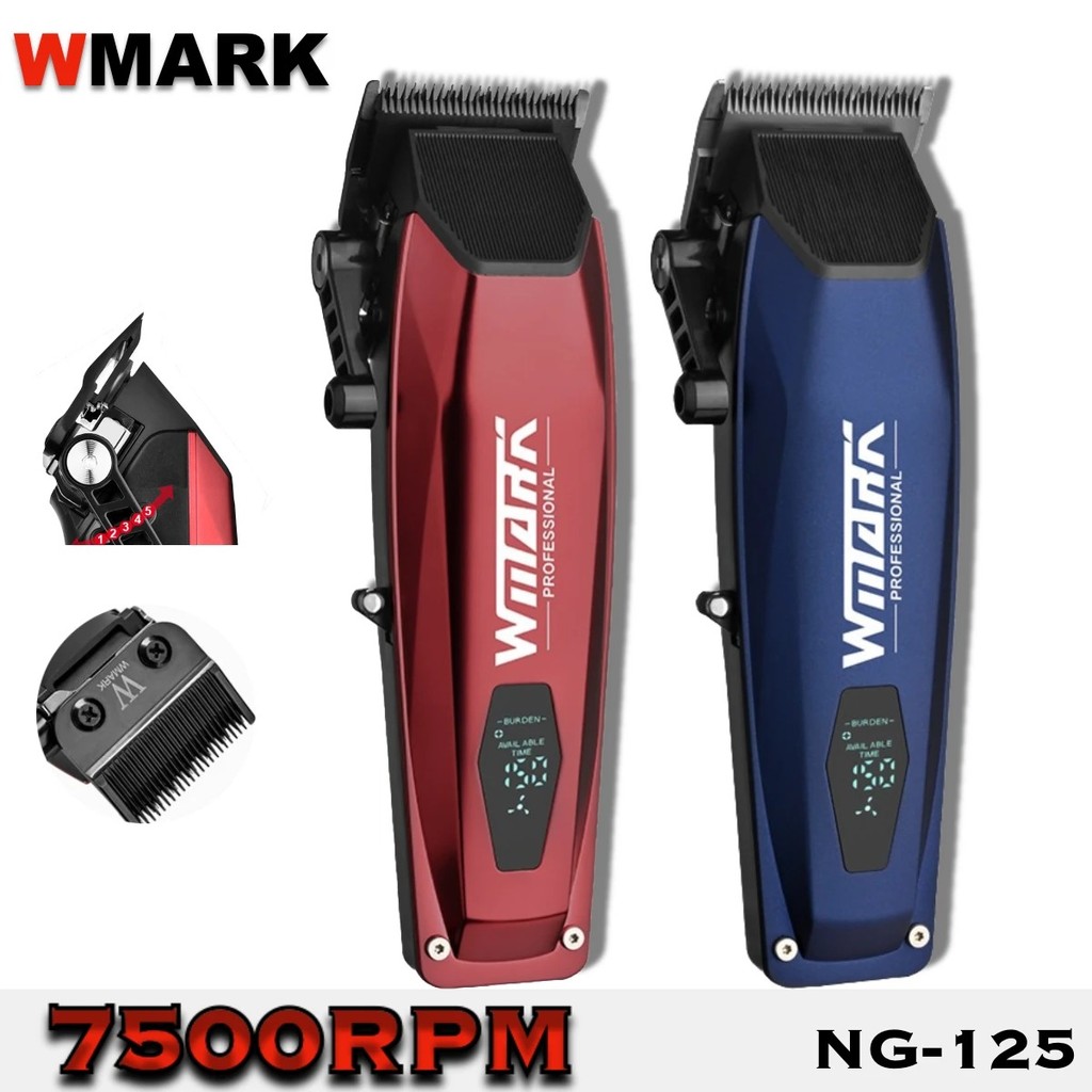 ปัตตาเลี่ยนผมไฟฟ้ามืออาชีพ WMARK NG-125 มอเตอร์หมุนหัวน้ํามันร้านตัดผม Trimmer สําหรับ Man Blade 750